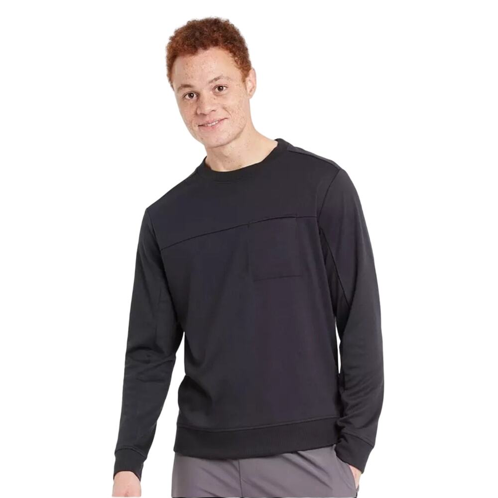 all in motion Men's Black Ponte Crewneck Sweatshirt‎ Long Sleeve Size Small